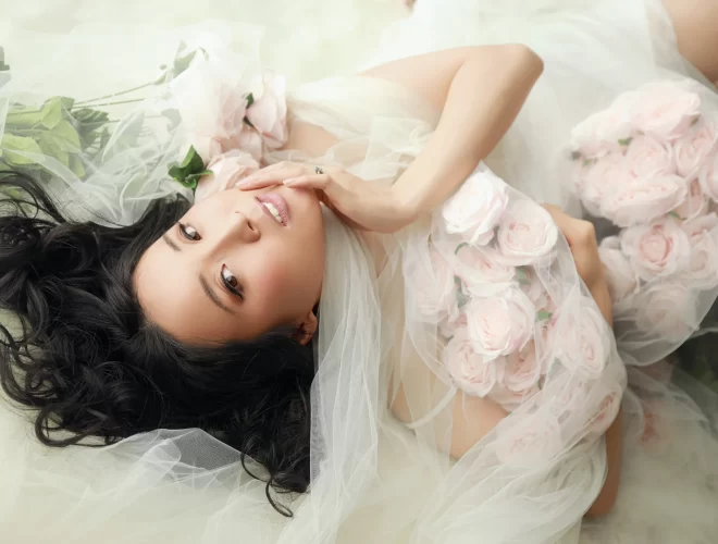 Sneak peek before your full boudoir reveal, relaxed boudoir portrait