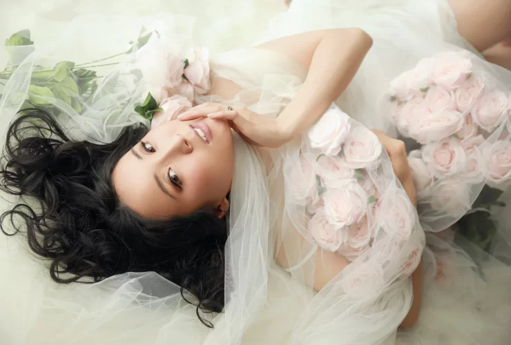 Sneak peek before your full boudoir reveal, relaxed boudoir portrait