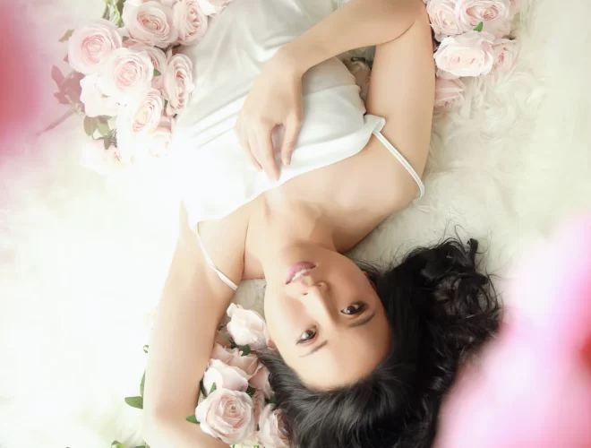 Inside Michelle's Melbourne boudoir photography studio, a soft, private setting designed for comfort during your session